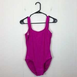 Vintage 90s Jantzen Shimmery Fuchsia One Piece Swimsuit Sz S
